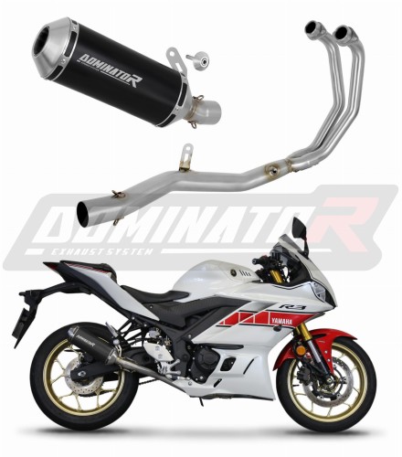 kompletny układ wydechowy z tłumikiem DOMINATOR Full System OV G2 CZARNY pasujący do motocykla Yamaha YZF-R3 2019 - 2024 2