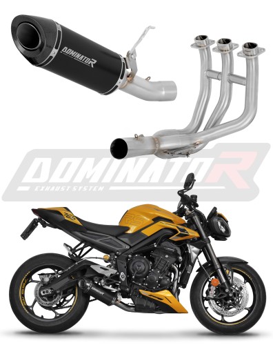 Trumph STREET TRIPLE 765 S R RS Exhaust Muffler Manifold Collector Auspuff Sportauspuff Silencer Echappement Silencieux Scarico Marmitta Scarichi Escape Wydech Tłumik Kolektor HP8 Black DOMINATOR Full Exhaust System x