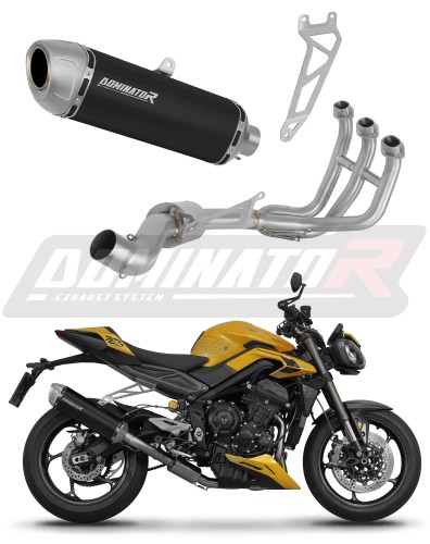 kompletny układ wydechowy z tłumikiem DOMINATOR Full System S6 CZARNY pasujący do motocykla Triumph STREET TRIPLE 765 S / R / RS 2023 - 2024 5
